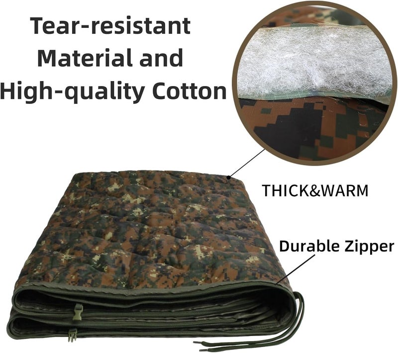 GHILEO Camo Poncho Liner, Army Blanket, Military Sleeping Bag, with A Compression Carrying Bag, for Traveling, Hiking, Camping, Outdoor Survival, Car Blanket - Image 2